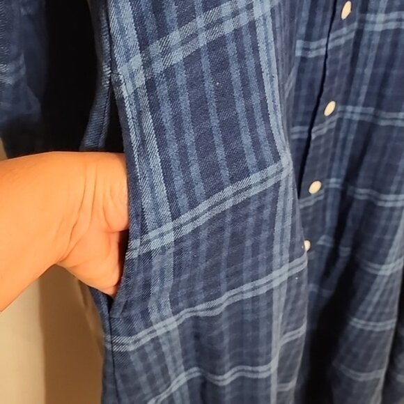 Polo Ralph Laurent Blue Plaid Maxi Shirt Dress size XL - Picture 6 of 8